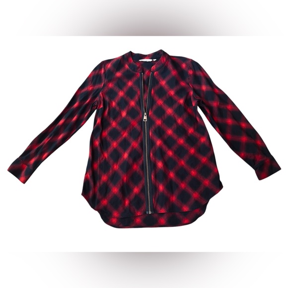 Soft Surroundings Tops - Soft Surroundings Red Black Buffalo Plaid Long Sleeve Manchester Zip Tunic Top